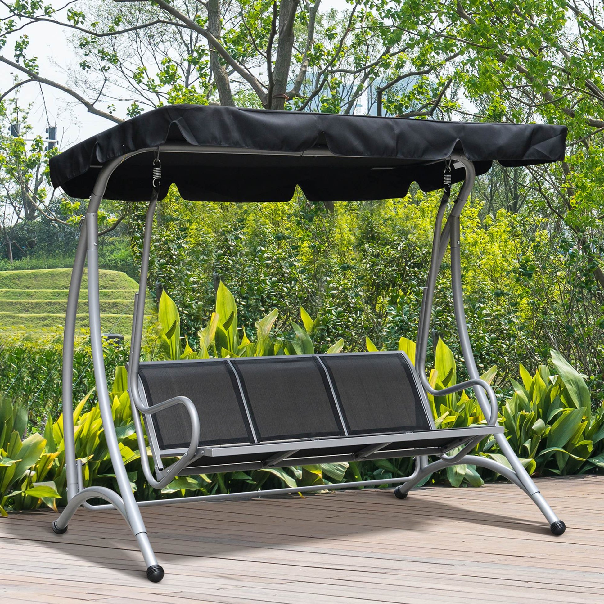 outsunny-3-seater-bench-steel-outdoor-patio-porch-swing-chair-with-adjustable-canopy-black