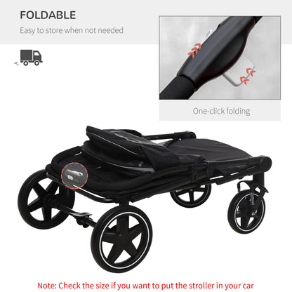 PawHut One-Click Foldable Pet Stroller, with Universal Wheels, Shock absorber, for Medium and Large Dogs - Grey