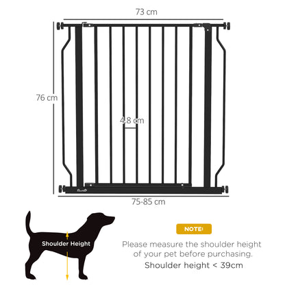 PawHut Extra Wide Dog Safety Gate, with Door Pressure, for Doorways, Hallways, Staircases - Black