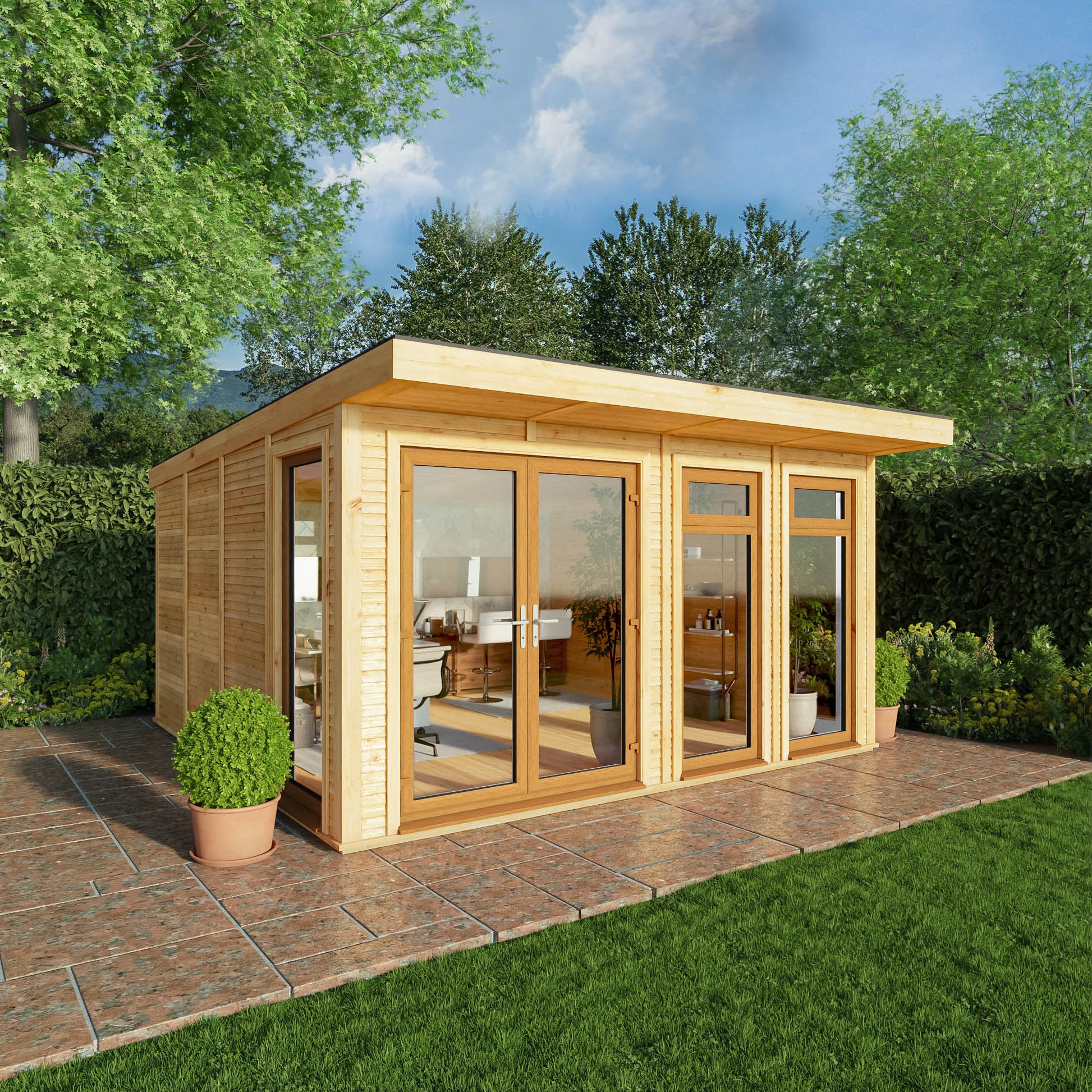 Sherwood Edwinstowe 4M X 4M Insulated Garden Room - (Upvc Windows & Doors) - Oak