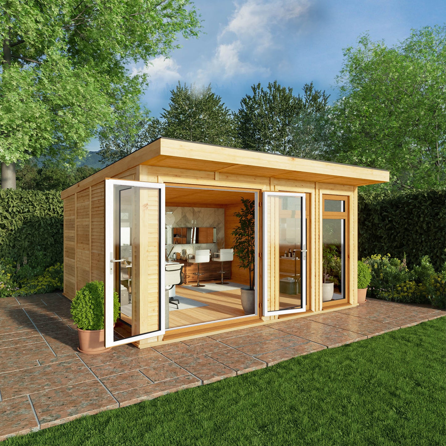 Sherwood Edwinstowe 4M X 4M Insulated Garden Room - (Upvc Windows & Doors) - Oak