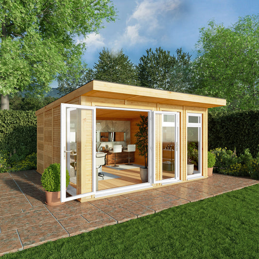 Sherwood Edwinstowe 4M X 4M Insulated Garden Room- (Upvc Windows & Doors) - White