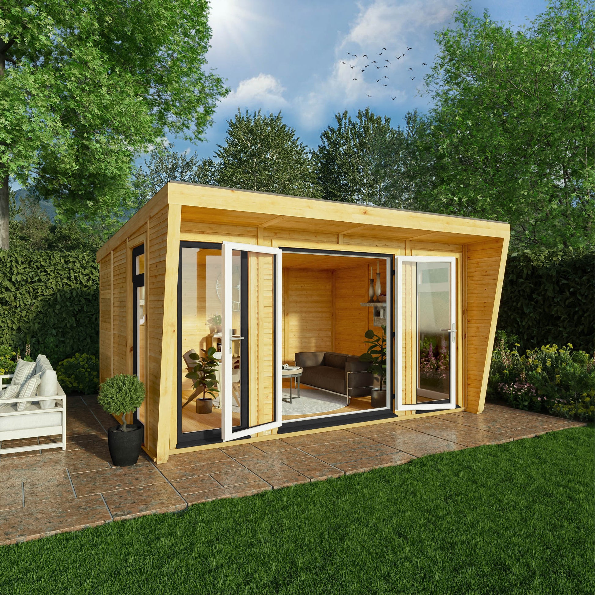 Sherwood Harlow 4M X 3M Insulated Garden Room - (Upvc Windows & Doors) - Grey