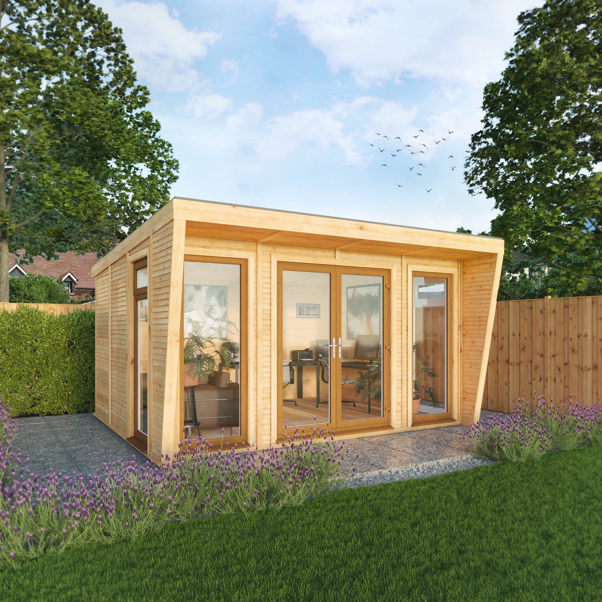 Sherwood Harlow 4M X 3M Insulated Garden Room - (Upvc Windows & Doors) - Oak