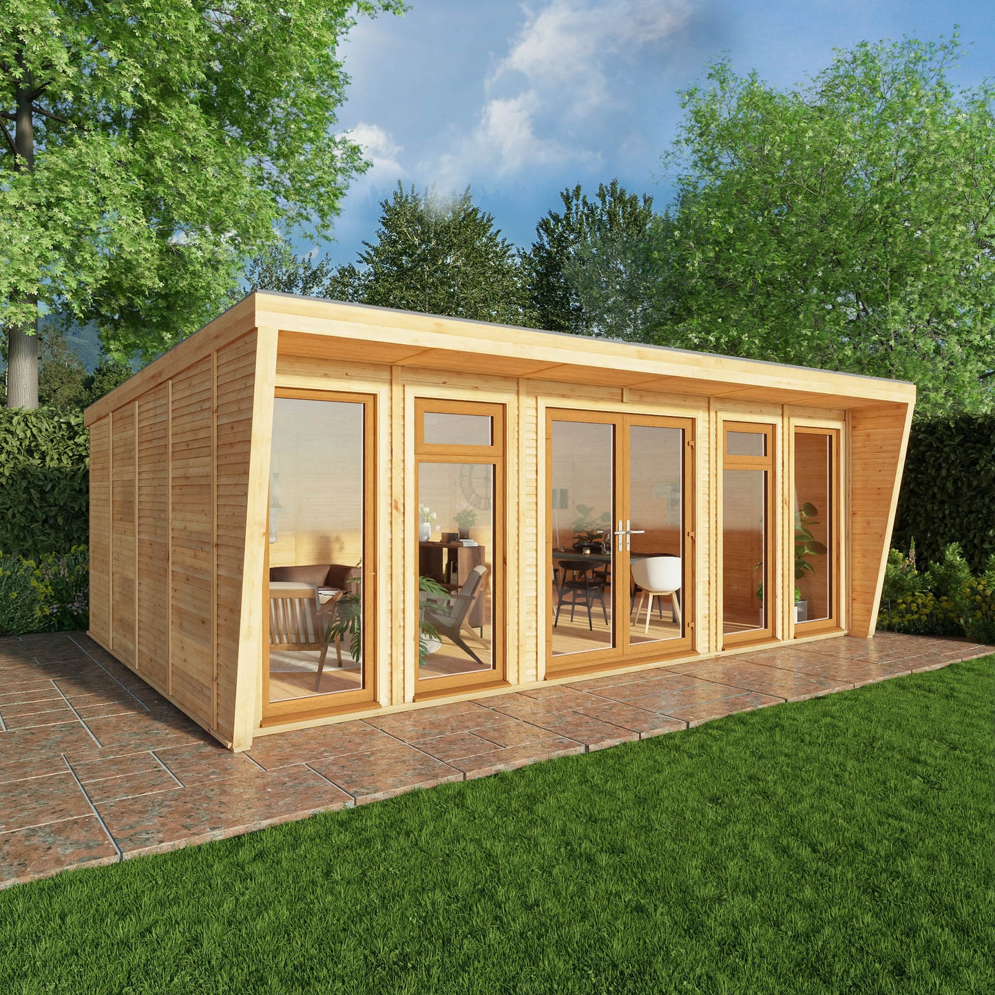 Sherwood Harlow 6M X 4M Insulated Garden Room - (Upvc Windows & Doors) - Oak