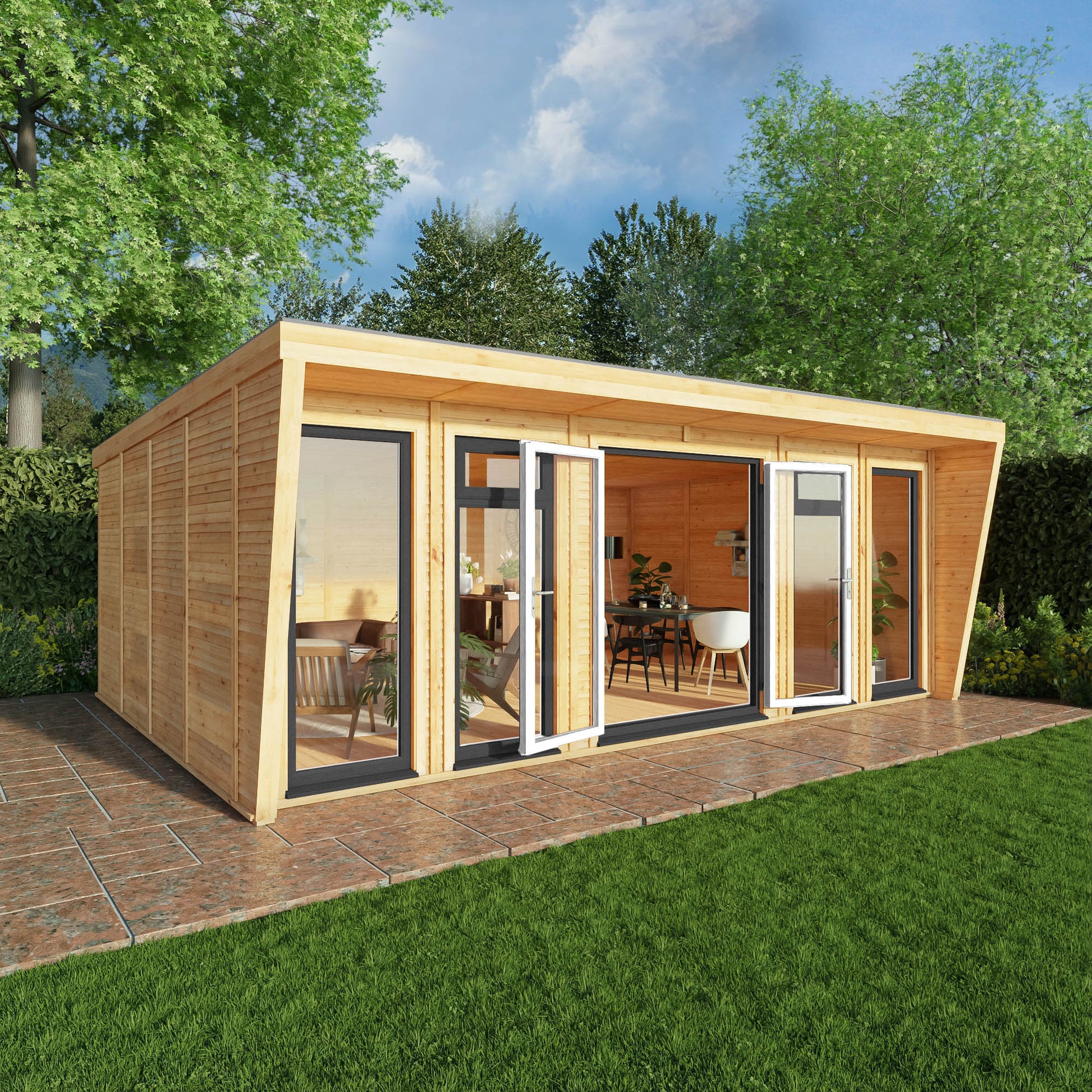 Sherwood Harlow 6M X 4M Insulated Garden Room - (Upvc Windows & Doors) - Grey