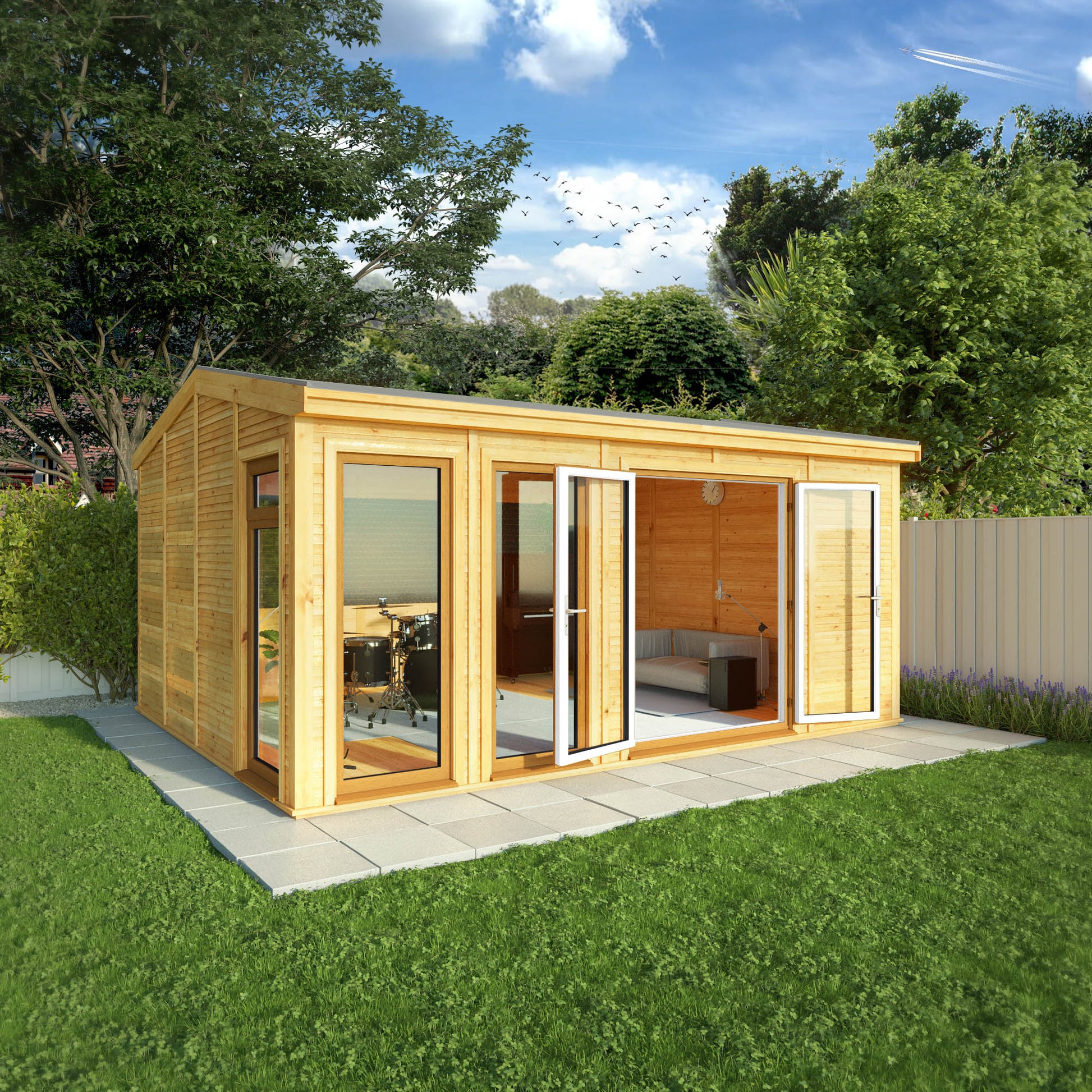 Sherwood Rufford 5M X 4M Insulated Garden Room - (Upvc Windows & Doors) - Oak