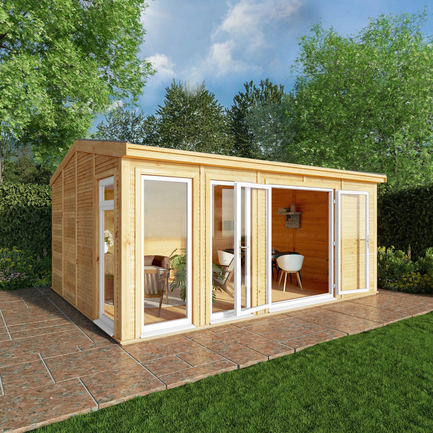 Sherwood Rufford 5M X 4M Insulated Garden Room - (Upvc Windows & Doors) - White