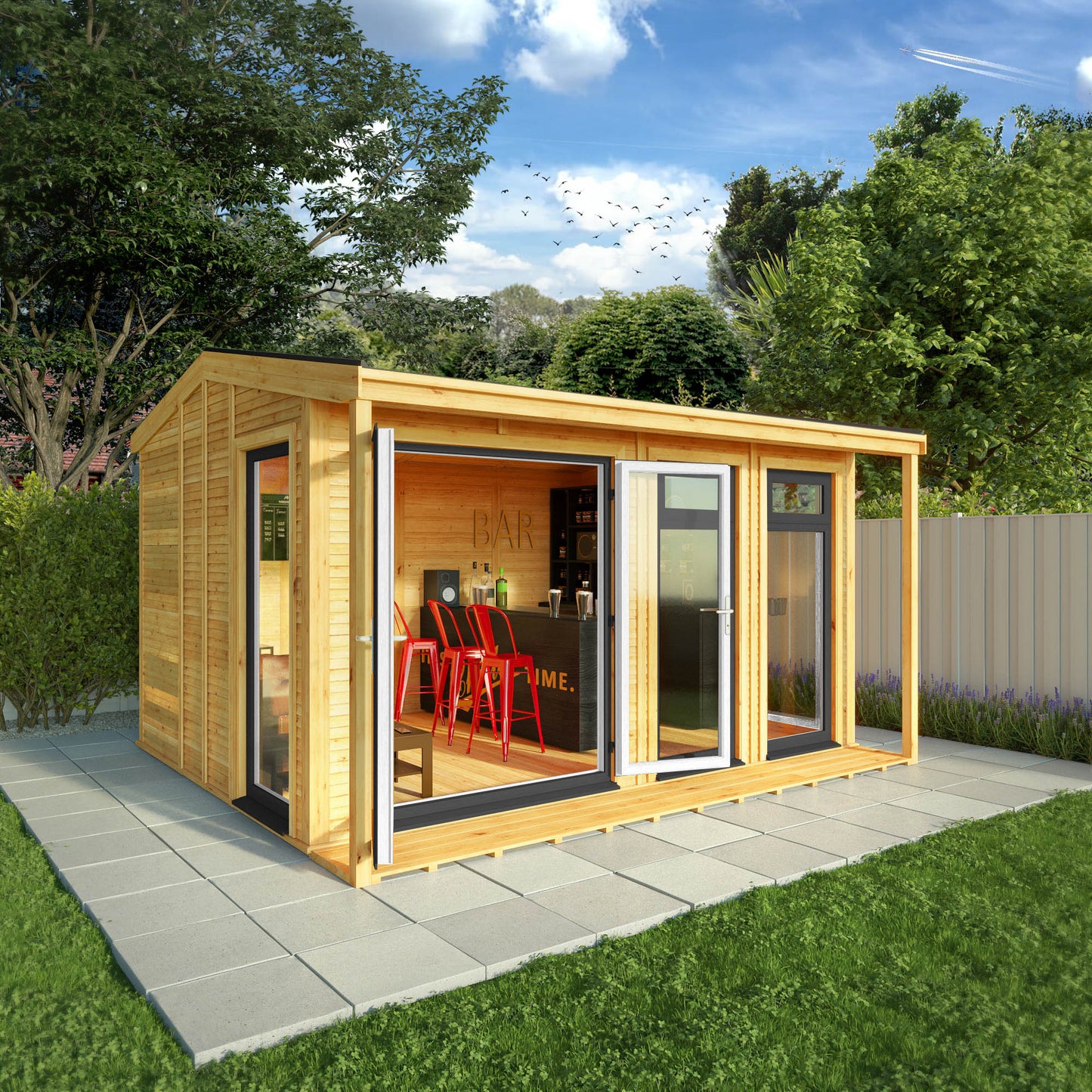 Sherwood Thoresby 4M X 3M Insulated Garden Room - (Upvc Windows & Doors) - Grey