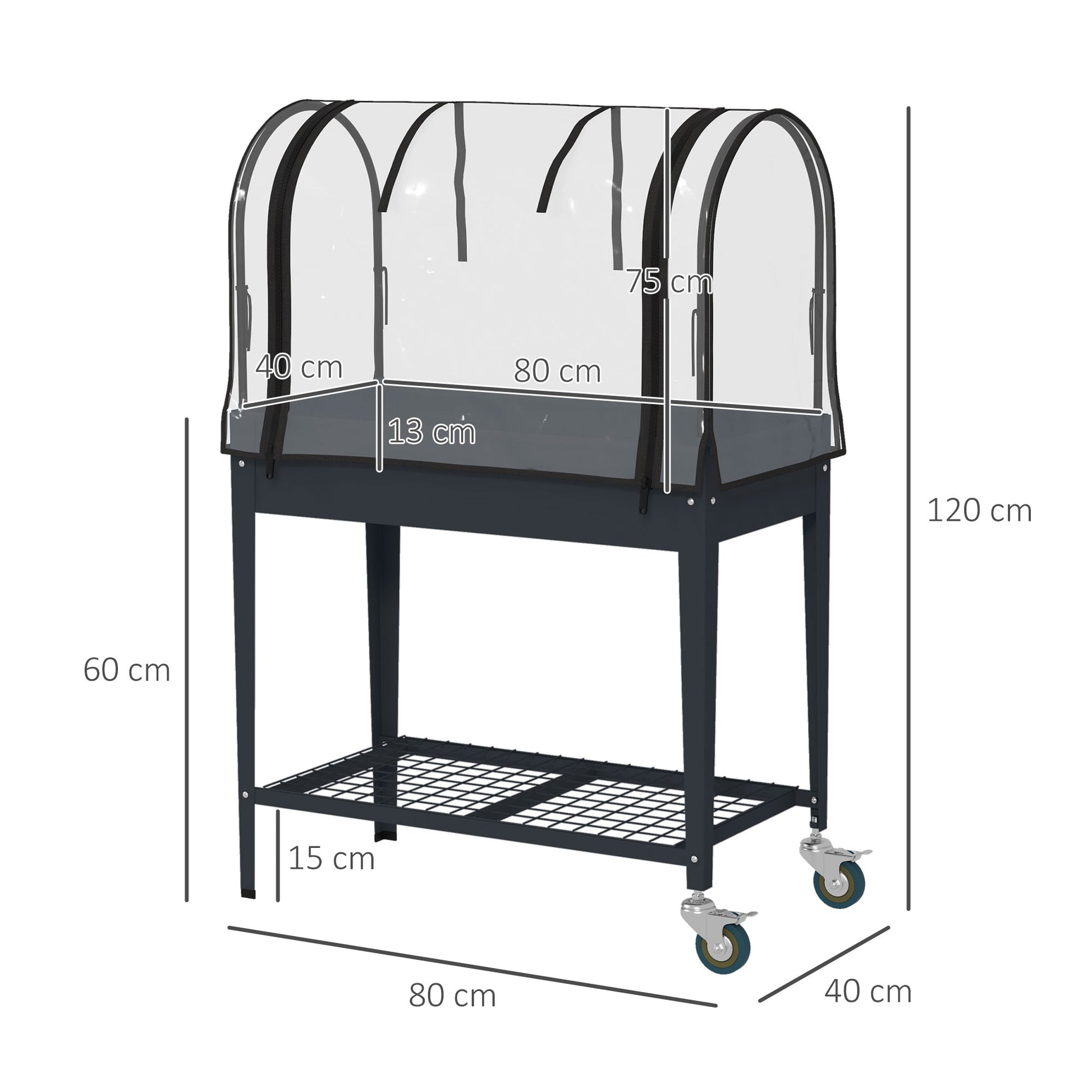 outsunny-raised-planter-with-greenhouse-cover-mobile-elevated-garden-bed-with-wheels-and-bottom-shelf-for-vegetables-dark-grey