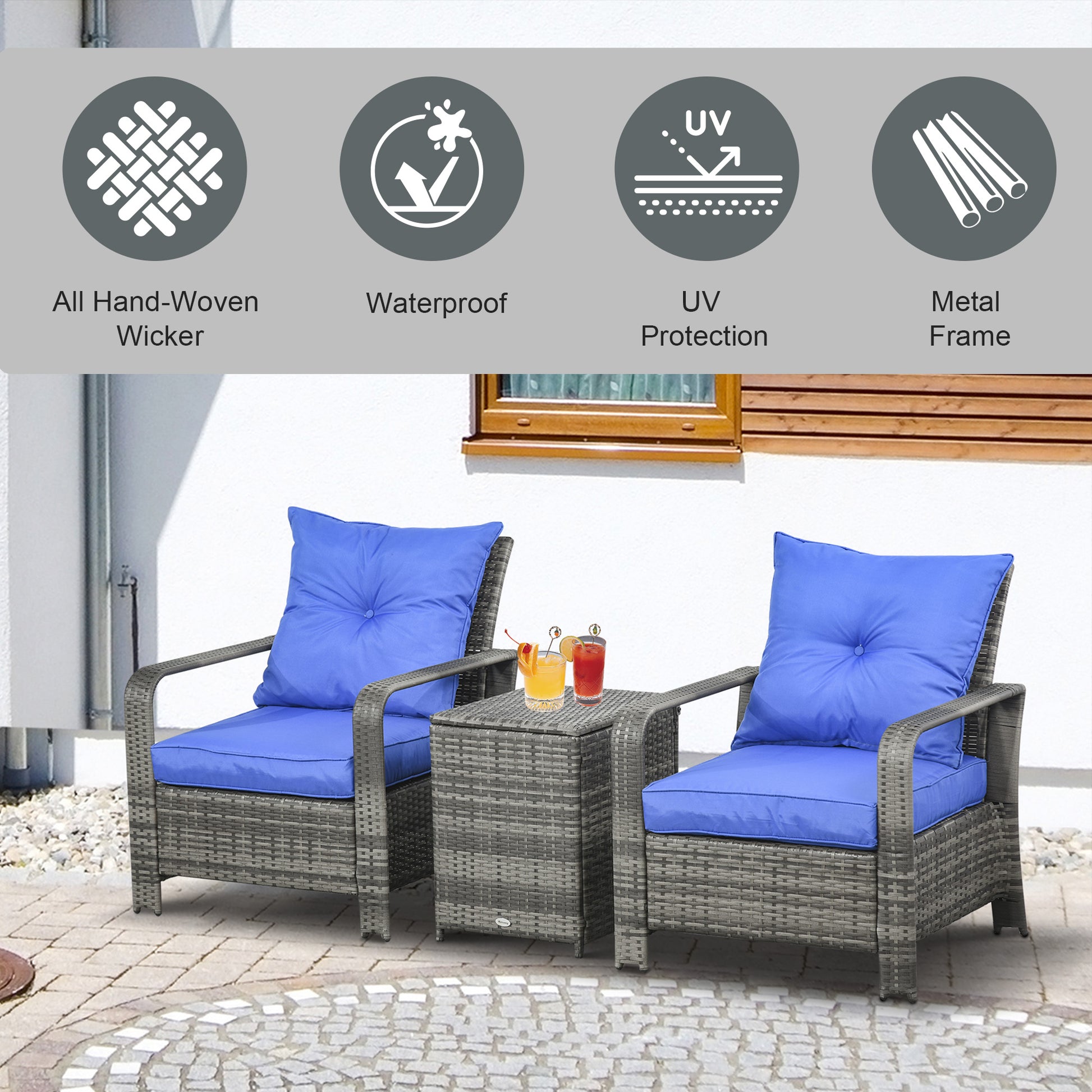 outsunny-3-pcs-pe-rattan-wicker-garden-furniture-patio-bistro-set-weave-conservatory-sofa-storage-table-and-chairs-set-blue-cushion-grey-wicker