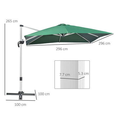 outsunny-3-x-3m-cantilever-parasol-square-garden-umbrella-with-cross-base-crank-handle-tilt-360-rotation-and-aluminium-frame-green