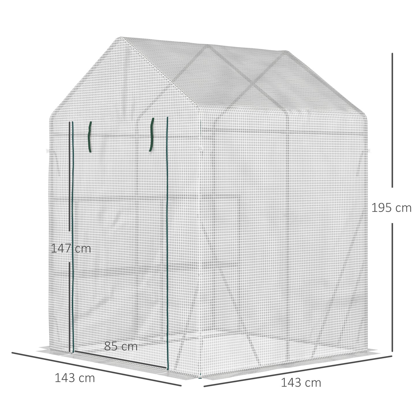 outsunny-walk-in-greenhouse-portable-gardening-plant-grow-house-with-2-tier-shelf-roll-up-zippered-door-and-pe-cover-143-x-143-x-195-cm