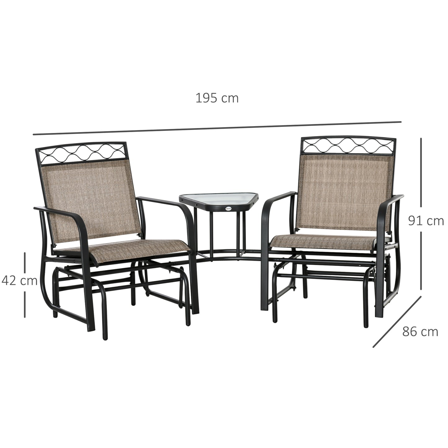 outsunny-double-outdoor-glider-chair-2-seater-patio-rocking-chairs-swing-bench-w-tempered-glass-table-mesh-fabric-for-backyard-garden-brown