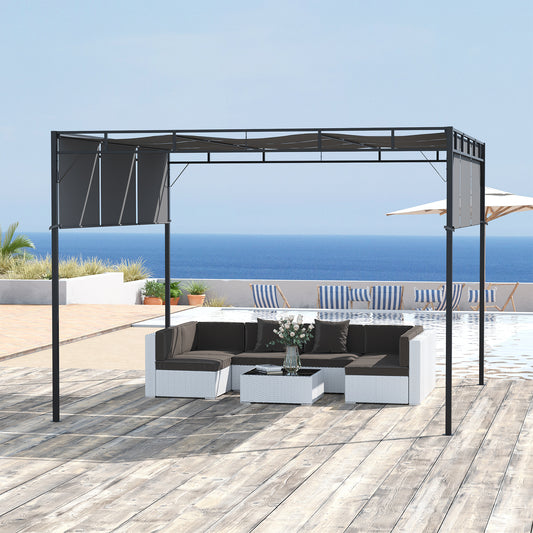 outsunny-3-x-3m-steel-pergola-gazebo-garden-shelter-with-retractable-roof-canopy-for-outdoor-patio-dark-grey