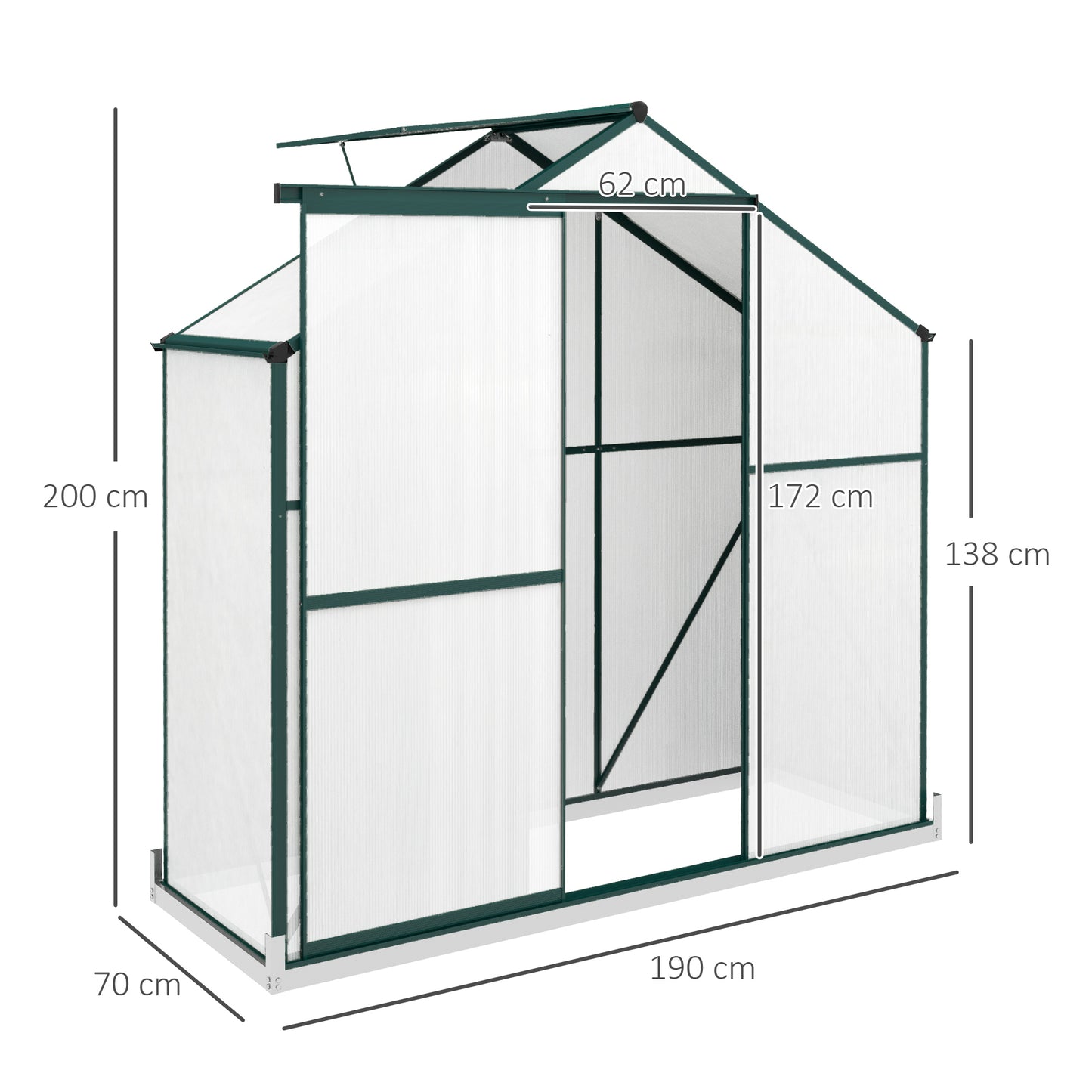 outsunny-6-x-2-5ft-polycarbonate-greenhouse-walk-in-green-house-with-rain-gutter-sliding-door-window-foundation-green