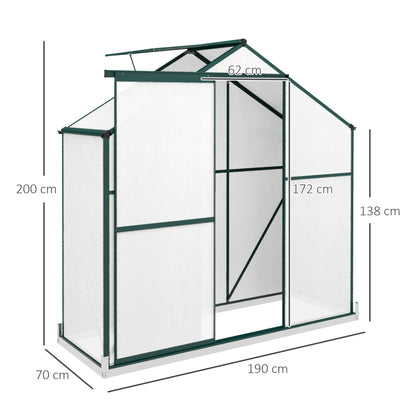 outsunny-6-x-2-5ft-polycarbonate-greenhouse-walk-in-green-house-with-rain-gutter-sliding-door-window-foundation-green