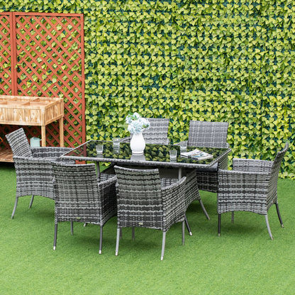 outsunny-6-seater-rattan-dining-set-garden-furniture-patio-rectangular-table-cube-chairs-outdoor-fire-retardant-sponge-grey