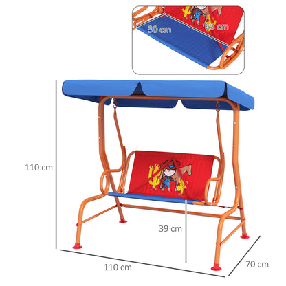 outsunny-two-seater-kids-garden-swing-cowboy-themed-kids-swing-chair-with-adjustable-canopy-safety-belts-for-outdoor-use