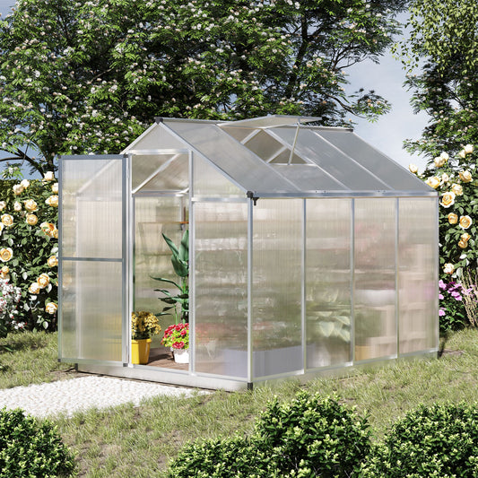 outsunny-8x6ft-clear-polycarbonate-greenhouse-aluminium-frame-large-walk-in-garden-plants-grow