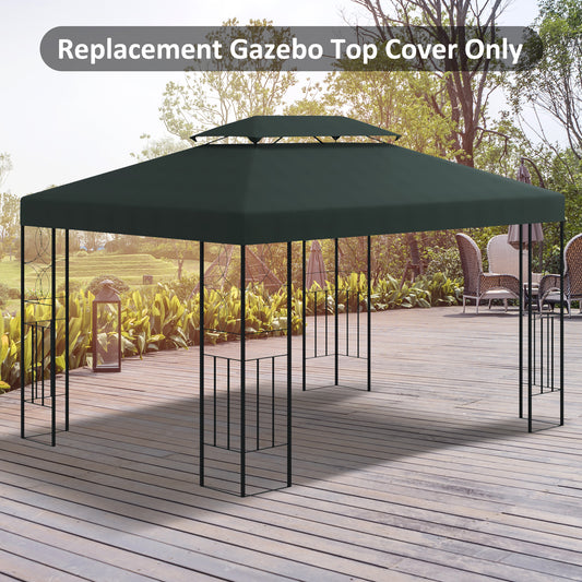 outsunny-3x4m-gazebo-replacement-roof-canopy-2-tier-top-uv-cover-garden-patio-outdoor-sun-awning-shelters-deep-grey-top-only