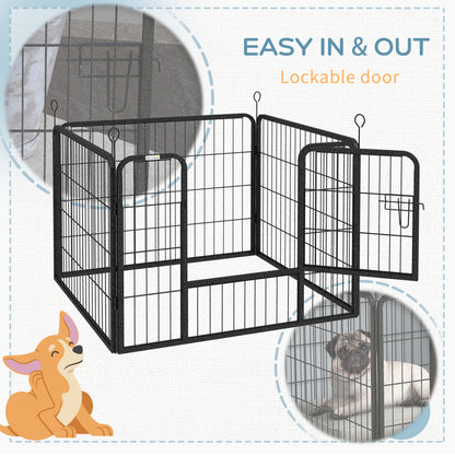 PawHut Heavy Duty Dog Playpen, 4 Panel Puppy Pen, Foldable Dog Kennel Both Indoor Outdoor Use Collapsible Design 82L x 82W x 60H (cm)