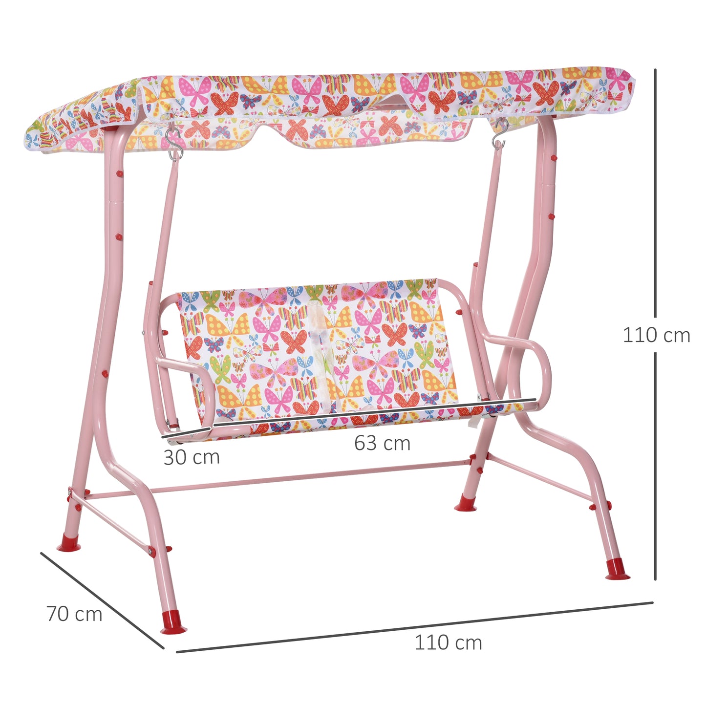 outsunny-2-seat-kids-canopy-garden-swing-chair-hammock-lounge-toddler-seat-belt-awning-pink