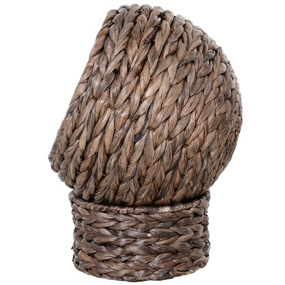 PawHut Wicker Cat Bed, Raised Rattan Cat Basket with Cylindrical Base, Soft Washable Cushion, 42 x 33 x 52cm - Brown