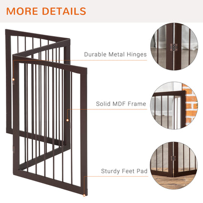 PawHut Folding 3 Panel Pet Gate Wooden Foldable Dog Fence Indoor Free Standing Safety Gate Portable Separation Pet Barrier Guard