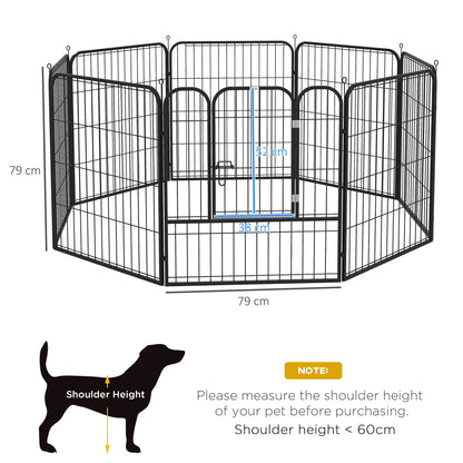 PawHut Heavy Duty 8 Panel Dog Play Pen Pet Playpen for Puppy Rabbit Enclosure Foldable Indoor Outdoor 80 x 80 cm