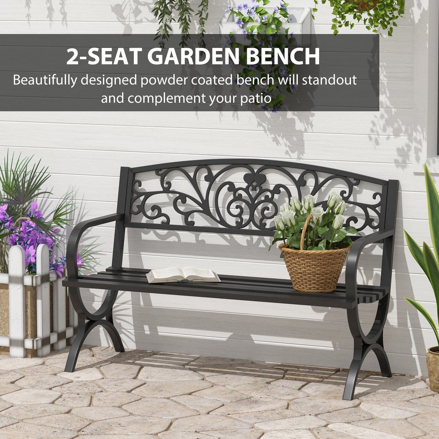 outsunny-2-seater-metal-garden-bench-garden-park-porch-chair-outdoor-patio-loveseat-seat-black