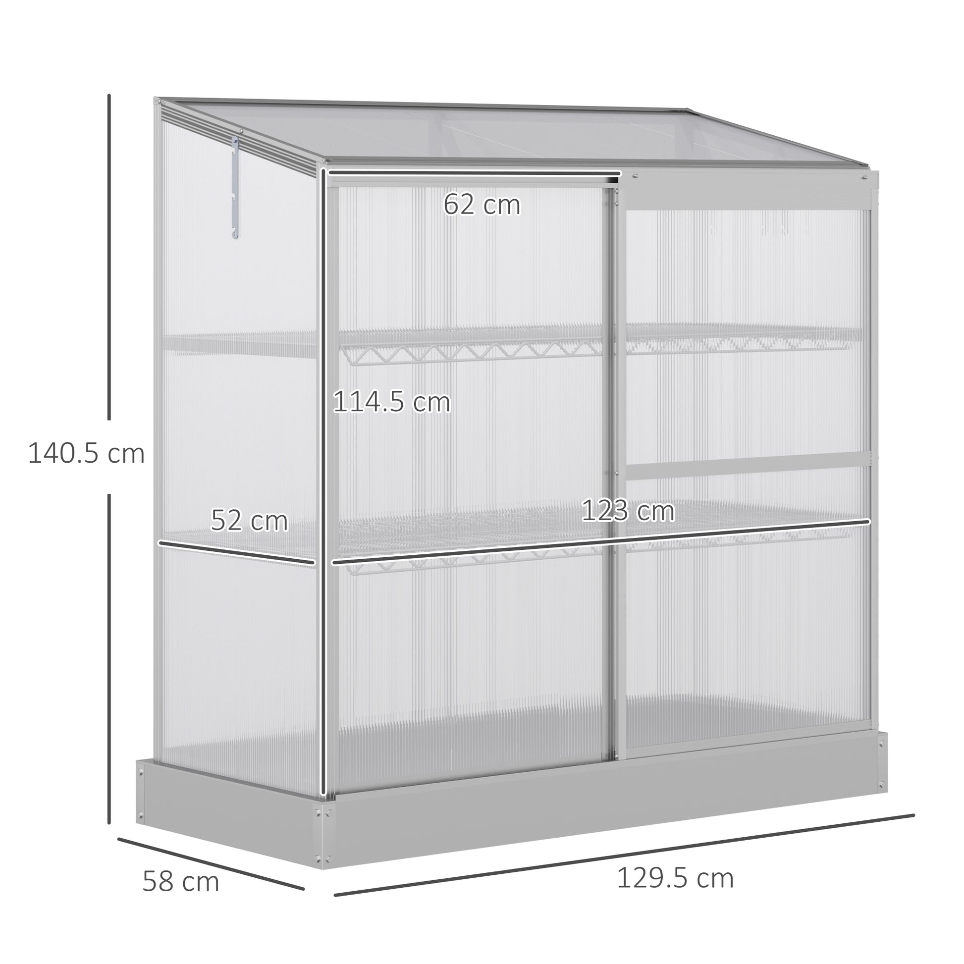 outsunny-3-tier-mini-greenhouse-garden-cold-frame-plant-growth-house-w-polycarbonate-panels-openable-roof-129-5-x-58-x-140-cm-silver