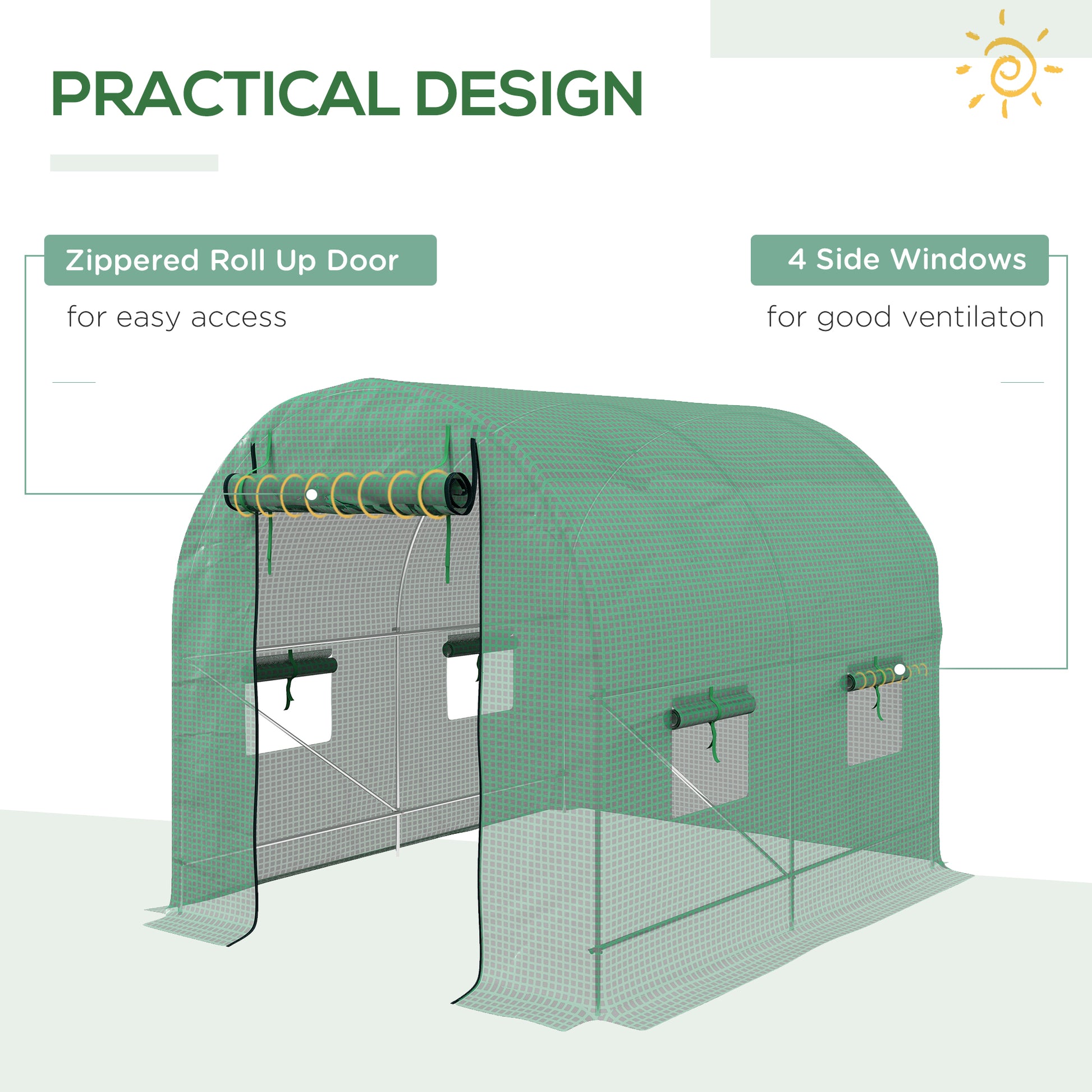 outsunny-2-5-x-2m-walk-in-polytunnel-greenhouse-with-steel-frame-pe-cover-roll-up-door-and-4-windows-green