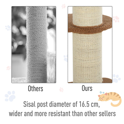 PawHut 91cm Cat Tree Kitten Activity Center Play Tower Perches Sisal Scratching Post Lamb Cashmere Brown