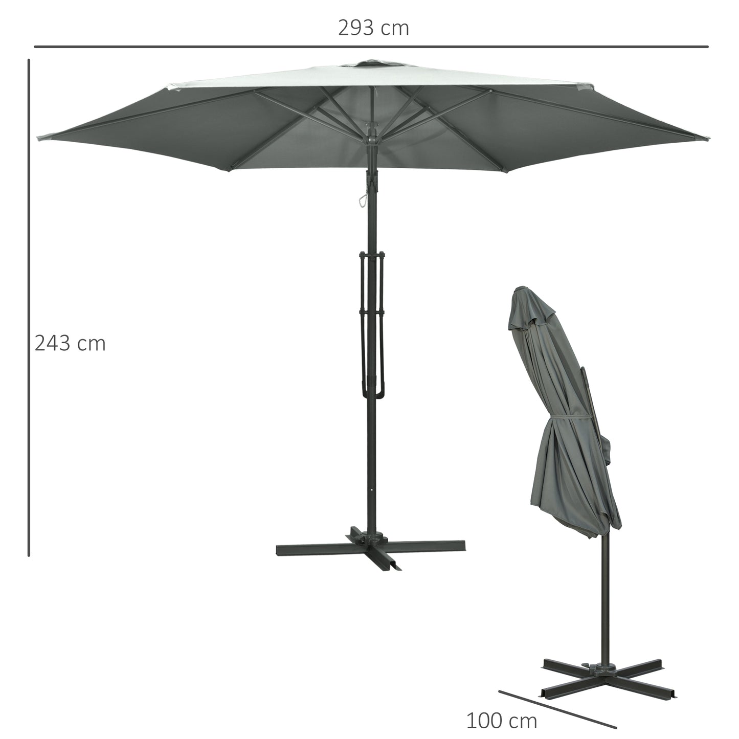 outsunny-3m-cantilever-parasol-with-easy-lever-patio-umbrella-with-crank-handle-cross-base-and-6-metal-ribs-outdoor-sun-shades-for-garden-grey