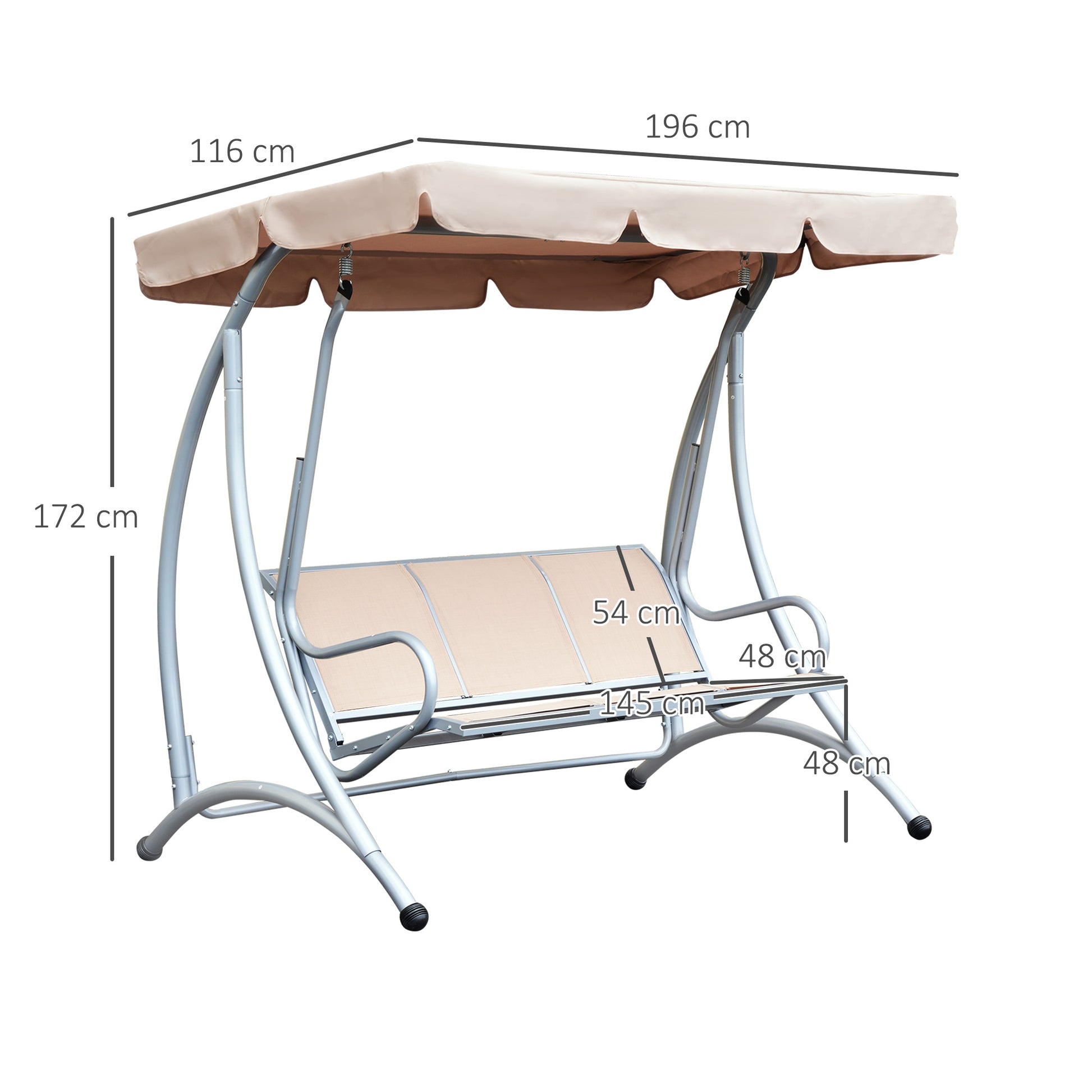 outsunny-3-seater-bench-steel-outdoor-patio-porch-swing-chair-with-adjustable-canopy-beige