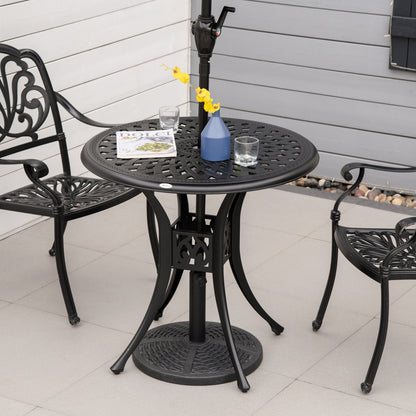 outsunny-78cm-round-garden-dining-table-bistro-set-with-parasol-hole-antique-cast-aluminium-outdoor-table-black