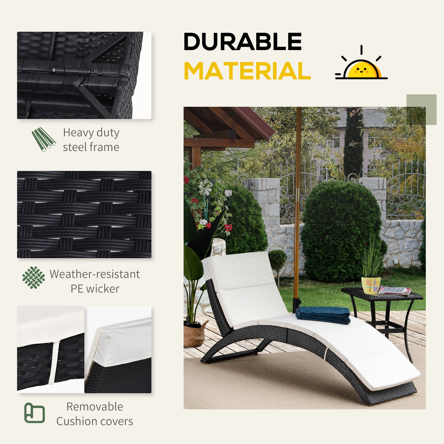 outsunny-garden-patio-rattan-wicker-folding-sun-lounger-recliner-bed-chair-with-cushion-for-outdoor-black