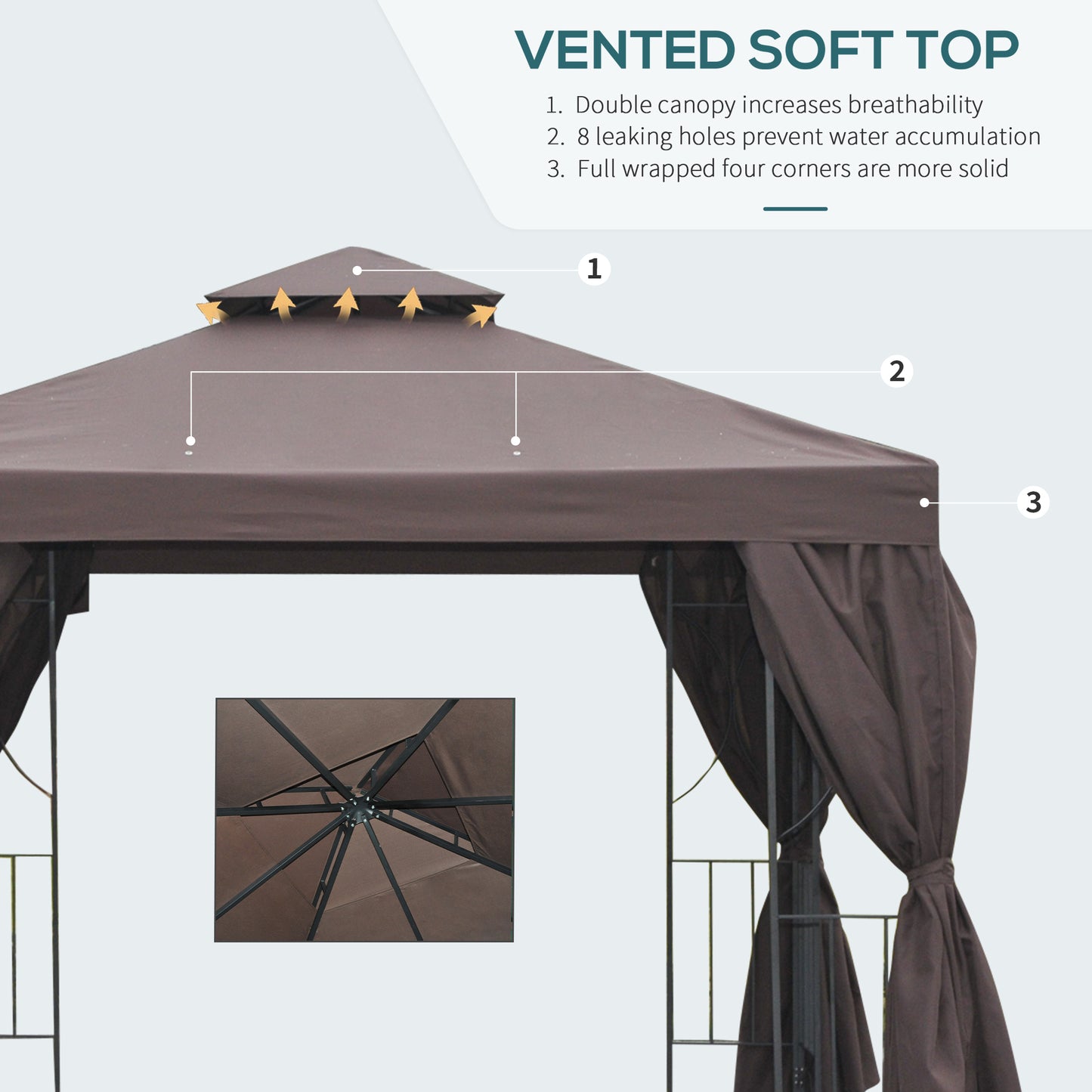 outsunny-3-x-3-m-garden-metal-gazebo-marquee-patio-wedding-party-tent-canopy-shelter-with-pavilion-sidewalls-brown