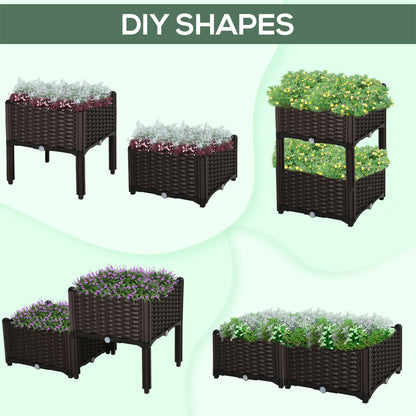 outsunny-set-of-2-garden-raised-bed-elevated-patio-flower-plant-planter-box-pp-vegetables-planting-container-brown