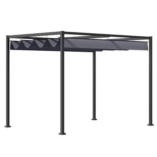 outsunny-4-x-3m-metal-pergola-gazebo-patio-sun-shelter-grape-tent-retractable-canopy-grey