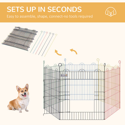 PawHut Pet Playpen Hexagon Dog Puppy Pen Crate Kennel Exercise Fence w/ Door Metal Indoor & Outdoor