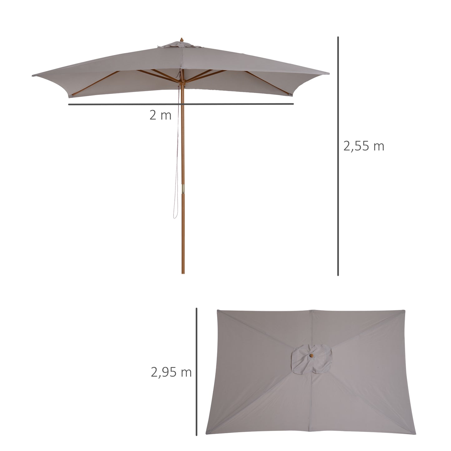 outsunny-2-x-3m-wooden-parasol-garden-umbrellas-sun-shade-patio-outdoor-umbrella-canopy-new-light-grey