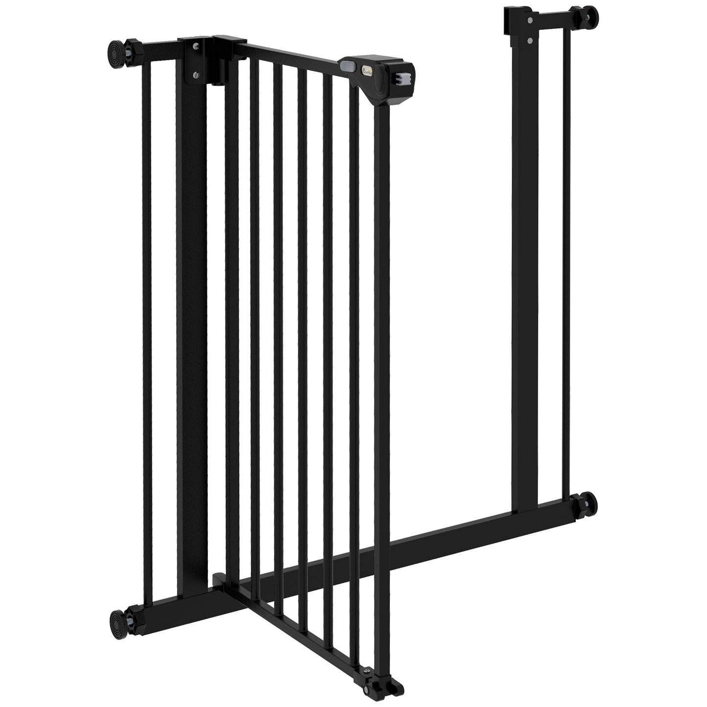 PawHut Metal 74-80cm Wide Adjustable Dog Gate Black