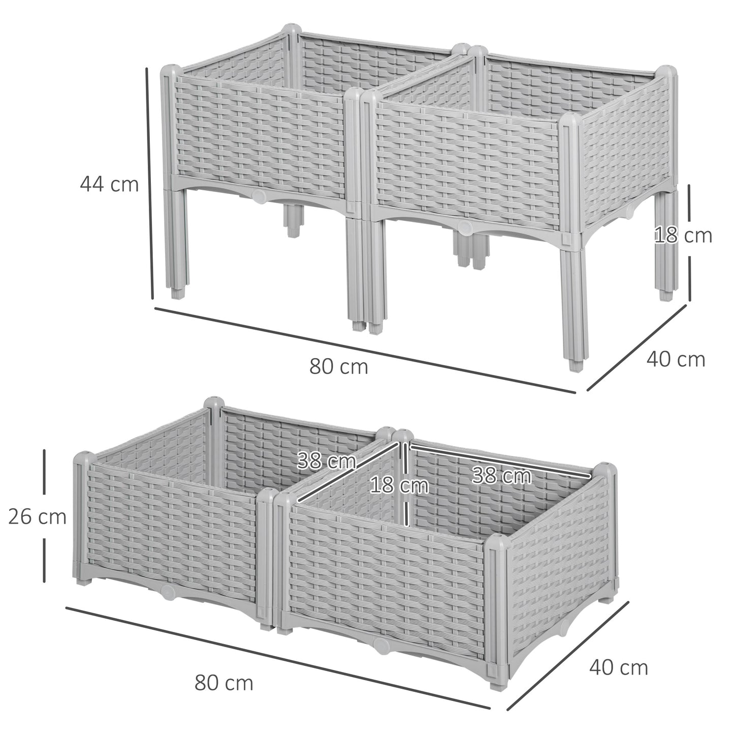 outsunny-set-of-4-garden-raised-bed-elevated-patio-flower-plant-planter-box-pp-vegetables-planting-container-grey