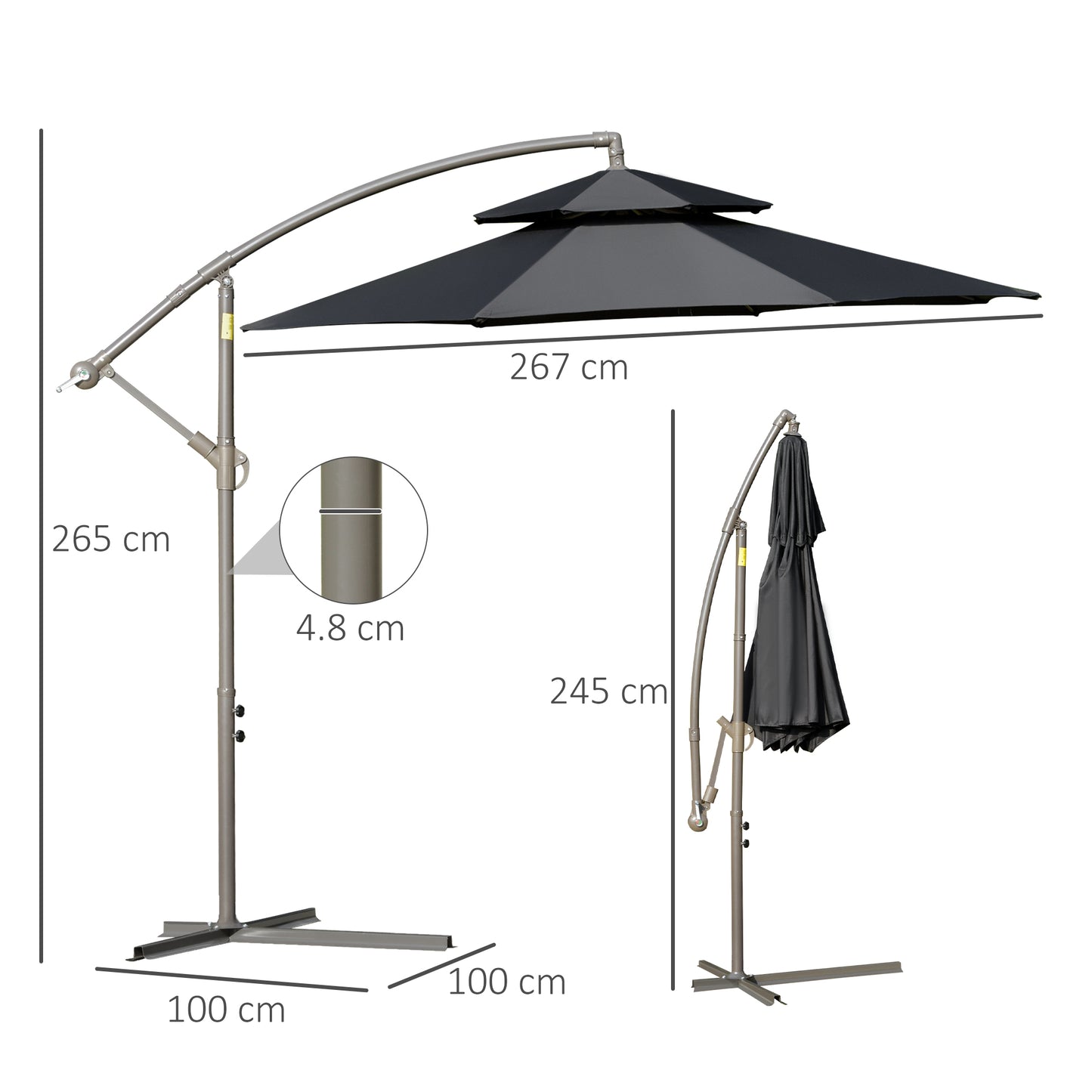 outsunny-2-7m-banana-parasol-cantilever-umbrella-with-crank-handle-double-tier-canopy-and-cross-base-for-outdoor-hanging-sun-shade-black