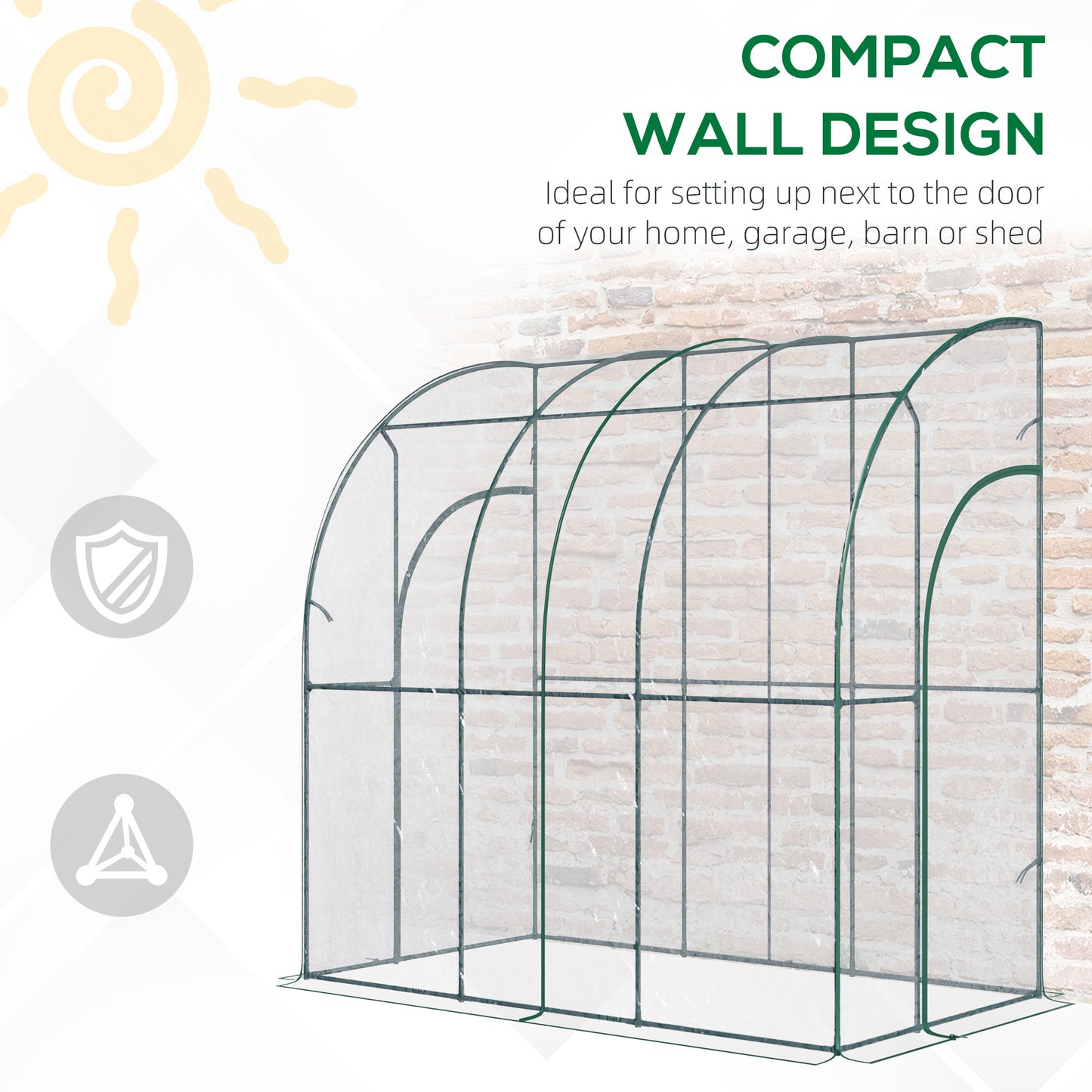 outsunny-outdoor-walk-in-lean-to-wall-tunnel-greenhouse-with-zippered-roll-up-door-pvc-cover-sloping-top-clear-green-214cm-x-118cm-x-212cm