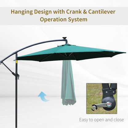 outsunny-3m-led-cantilever-patio-banana-parasol-w-crank-cross-base-hanging-offset-umbrella-frame-steel-aluminium-garden-table-outdoor-green