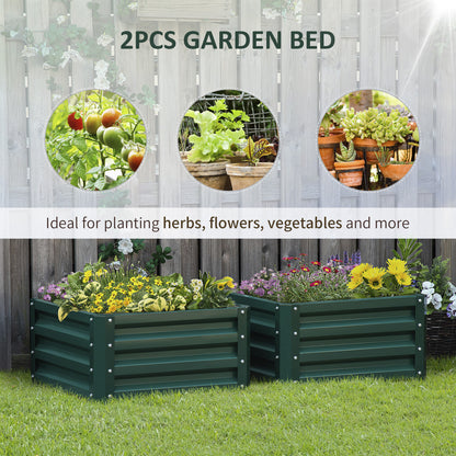 outsunny-set-of-2-raised-garden-bed-outdoor-elevated-galvanised-planter-box-for-flowers-herbs-60x60x30-5cm-green