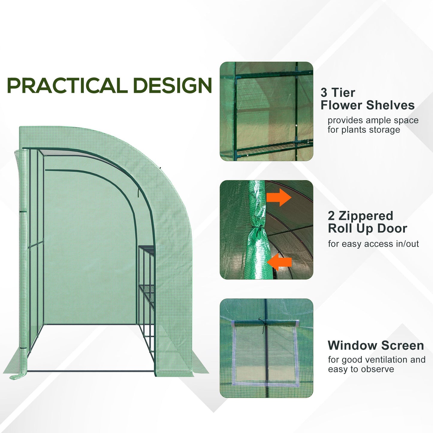 outsunny-walk-in-lean-to-wall-greenhouse-with-windows-and-doors-2-tiers-6-wired-shelves-300l-x-150w-x-215hcm-green